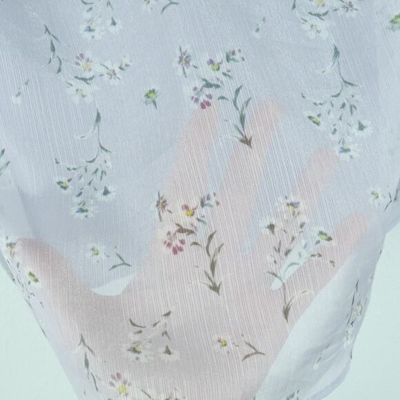 Women's Small Blouse Soft Floral Pastel Purple Cottagecore Romantic Feminine - Picture 5 of 7